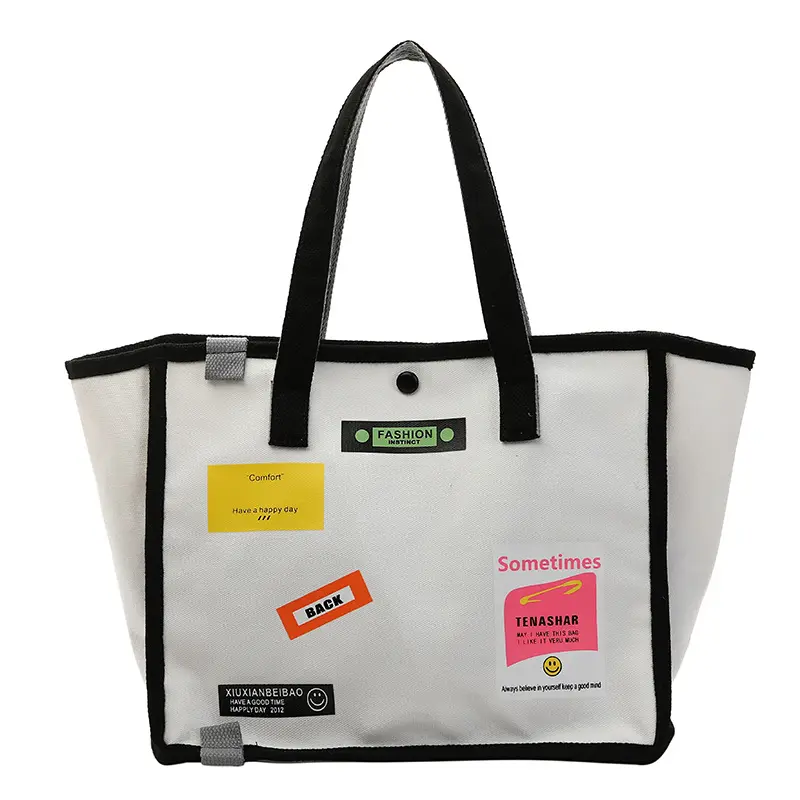 Large capacity bags female summer 2023 new tide fashion canvas handbag ride casual shopping shoulder tote bag