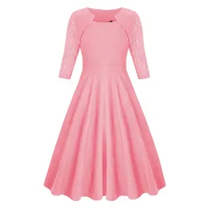 Женское вечернее платье миди, элегантное кружевное бальное платье с рукавом до локтя для выпускного вечера, 2021