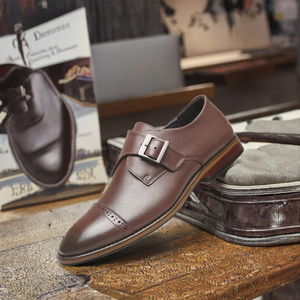 Zapatos de Vestir con Hebilla para Hombre, Color Marrón, Punta Puntiaguda, Estilo Slip-On, Mocasines de Negocios, Antideslizantes, Calzado de Oficina - Product Image 3