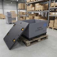 Conteneurs de palettes en plastique durables, écologiques, réutilisables, empilables, emboîtables et pliables pour l'expédition en entrepôt