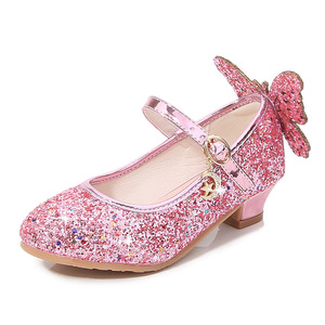 Chaussures de princesse brillantes pour filles, chaussures habillées Mary Jane à talon pour mariage et fête, avec nœud scintillant, pour tout-petits - Product Image 6