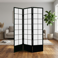 Paravent pliant japonais moderne de luxe en bois, artisanal, avec panneaux en MDF et tissu translucide, personnalisables