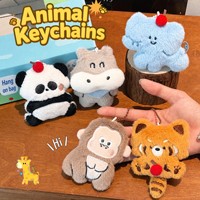 Porte-clés en peluche animaux de la ferme originaux en gros, pendentifs doux en forme d'animaux en peluche, breloques mignonnes pour sacs et sacs à dos, cadeau personnalisé