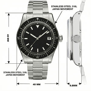 Montre mécanique automatique Miyota 9015 en acier inoxydable, résistante à l'eau jusqu'à 100 m, montres de plongée, logo personnalisé, fabricants - Product Image 3