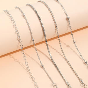 European American Style Handmade 5-Piece Link with Multi Layer <b>Charms</b> Adjustable Anklet <b>Bracelet</b> Set <b>for</b> Women Teens <b>Girls</b> Gift - Product Image 4