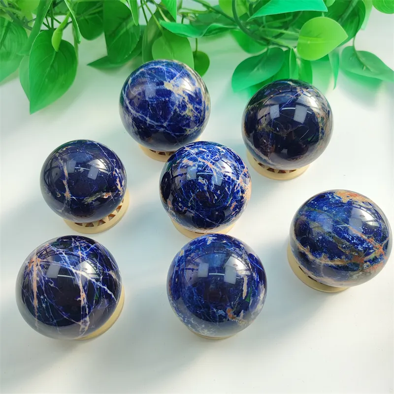 Kindfull Bán Buôn Số Lượng Lớn Năng Lượng Reiki Tinh Thể Thạch Anh Sphere Tinh Thần Chữa Bệnh Đá Sodalite Bóng Cho Trang Trí