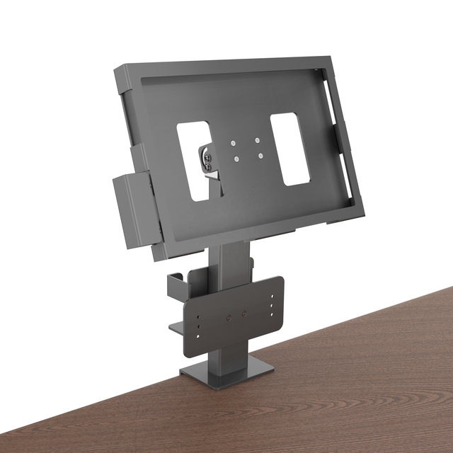 Durable Strong Custom Desk Clamp Monitor Stand Desk Side Mount Pad Stand Tablet Holder for Public Display Exhibition