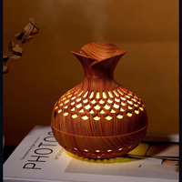 Diffuseur d'huiles essentielles portable à ultrasons intelligent avec LED, effet bois, pour la maison et le bureau