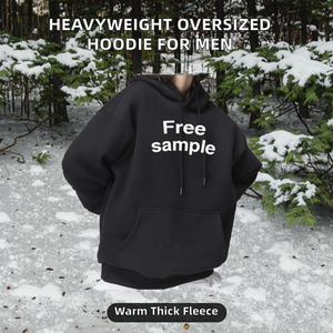 SK 400g Oversized Solid Winter <b>Men's</b> Hoodie High Quality Custom Cotton Polyester Fabric Logo Heavyweight <b>Fleece</b> Stock Blank Plus - Product Image 2
