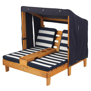 Muebles de patio para niños, regalo <span class=keywords><strong>gris</strong></span>, poli ratán, madera maciza, chaise lounge doble para exteriores, <span class=keywords><strong>silla</strong></span> de playa de Alemania con cojín - Product Image 2