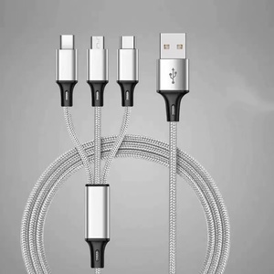 Câble de charge rapide USB Type-C 3A 3-en-1 en nylon tressé TPE avec coque en alliage d'aluminium multicolore pour ordinateur, voiture et téléphone portable - Product Image 5