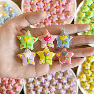 Accessoires Graffiti Pentagramme Bonbons Butterscotch Macaron Faits Main Acrylique/Plastique/Lucite Couleurs Mixtes DIY Actonhole Mignon - Product Image 1