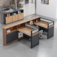 Bureau à cloison moderne en aluminium pour 2 personnes en forme de L Table en bois Mobilier de bureau Poste de travail