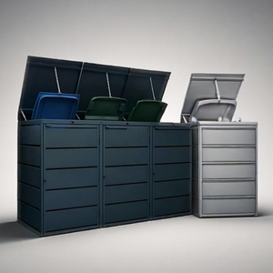 Boîtier de <span class=keywords><strong>poubelle</strong></span> à roulettes durable Ensemble de 3 poubelles extérieures <span class=keywords><strong>pour</strong></span> garage, <span class=keywords><strong>abri</strong></span> <span class=keywords><strong>pour</strong></span> villa, jardin et arrière-cour - Product Image 1