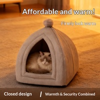 Lit pour chat de style cocon, fermé et chaud pour l'hiver, avec design de nid pour animaux de compagnie