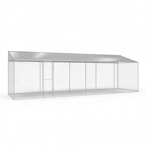 Jaula para Perros de 314.96 x 78.74 x 101.57 Pulgadas, Techo Plateado, Alambre de Acero, para Exteriores, Razas Grandes, Duradera, Galvanizada, para Todas las Estaciones - Product Image 1