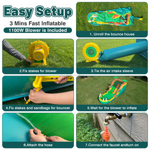 Tobogán Acuático Inflable de PVC de Grado Comercial, Tobogán Inflable de Doble Carril para Jardín con Piscina Sellada, Ideal para Alquiler en Eventos - Product Image 5