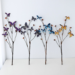 Arrangement floral de papillons artificiels en soie bleu profond, fait main, décoration intérieure, accessoire de mariage, 78 cm - Product Image 4