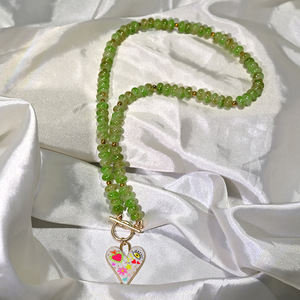 <span class=keywords><strong>Collier</strong></span> pendentif cœur peint en cristal de verre coloré avec breloque de dessin animé pour femme, idéal pour l'été - Product Image 6
