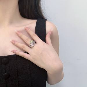 Pink and Green Brass Zircon Silver Plated Trendy Romantic Women's Rings <b>Sweet</b> Engagement Wedding Gift Jewelry - Product Image 4