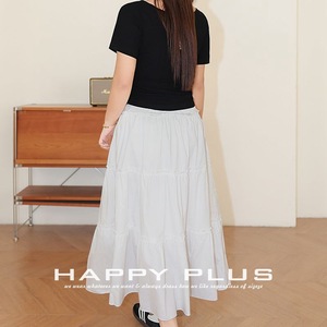 รันฉี กระโปรงทรงเอไลน์สีกรมท่าสำหรับผู้หญิงไซส์พลัส กระโปรงมิดิทรงเค้กเอวธรรมชาติสีพื้นผ้าฝ้าย รุ่น N9151 - Product Image 3