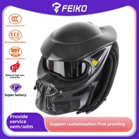 Casque de moto électrique intégral tendance, état neuf, doublure en mousse, designs Alien Predator en alliage, coque en polycarbonate, homologué ECE