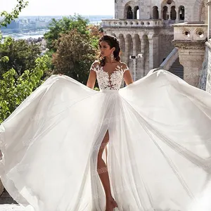 Toptan moda mükemmel gelin zarif saten düğün elbisesi misafirler için kadınlar