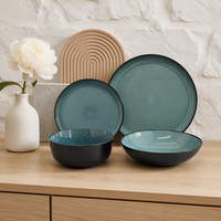 Ensemble de vaisselle en grès noir mat JIUWANG, assiettes rondes, bols, tasses, vaisselle en céramique pour restaurant, maison, service de cuisine occidentale