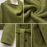 Manteau en laine tissé uni avec ceinture longue, personnalisé OEM/ODM, pour l'hiver, veste décontractée écologique pour femmes