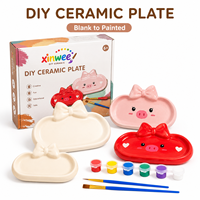 Wholesale DIY <strong>Ceramic</strong> Plate Kit Kids Paint Your Own Cartoon Pig Shape Craft Painting Art Set Educational Activity Gift Item