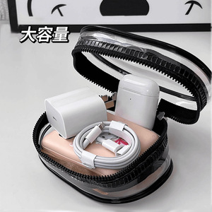 Data <b>Cable</b> Storage Protective Case Oval Transparent Portable <b>Bag</b> For Earphone Charger Digital Accessories Durable Travel - Product Image 5