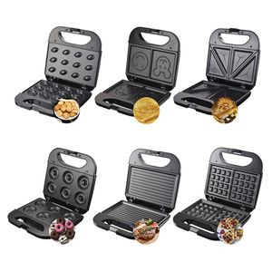 Petit appareil de cuisine domestique 3-en-1 : Grille-pain carré, gaufrier et gril électrique à sandwichs avec couvercle - Product Image 1