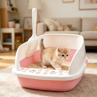 Bac à litière intelligent semi-fermé pour chat avec contrôle des odeurs, facile à nettoyer, grande capacité, design en plastique