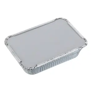 Groothandelsprijs 220*158*54Mm Rechthoek Gouden Magnetron Veilig Wegwerp Aluminiumfolie Container Met Plastic Deksel