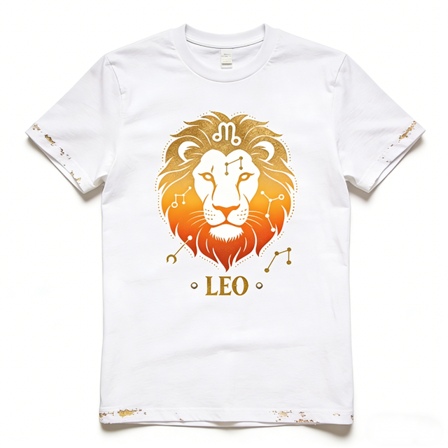 Manufacturers Custom Comfortable Distressed O Neck Short Sleeve Loose Screen Print Graphic Leo Zodiac Men's T-Shirt