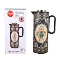 Thermos en verre isolé sous vide Soudi Arabic 1L avec couvercle et poignée, pour eau chaude