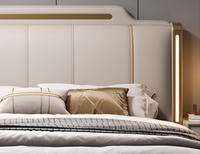 Nouveau Lit Double de Luxe Style Italien 1.8m, Lit de Mariage Rembourré Doux, Design Moderne Simple pour Chambre Principale, Lits Capitonnés