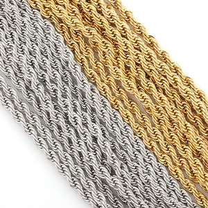 Collar de Cadena de Cuerda Trenzada de 2 y 2.5 mm, Acero Inoxidable, Chapado en Oro, con Cierre, Unisex, para Uso Diario - Product Image 5