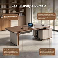 Bureau de direction moderne en bois massif de luxe avec rangement modulaire, matériaux écologiques et durables, montage mural facile, idéal pour villa