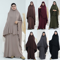 Nouvelle collection en gros de robes musulmanes turques de haute qualité, burqa modeste de longueur totale, abaya pour fille, ensemble deux pièces en jersey, jilbab pour la prière