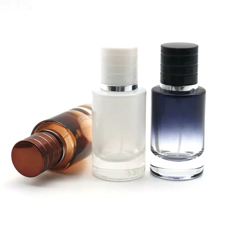 Wholesale New Design Luxury Cylinder 100ml 30ml Round Transparent Spray Black Glass Perfume Bottle