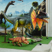 LONGTU Amusement Jurassic Theme Park Dino World Statues de dinosaures animatroniques grandeur nature Dilophosaurus réaliste