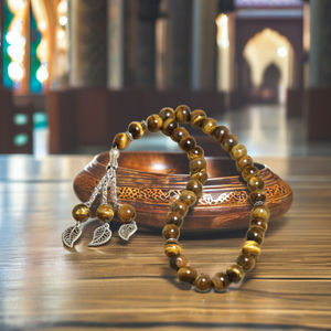 Bracelets de prière en œil de tigre religieux, bracelets en pierre naturelle d'onyx noir et de <span class=keywords><strong>malachite</strong></span>, chapelet musulman, bracelet Misbaha - Product Image 2
