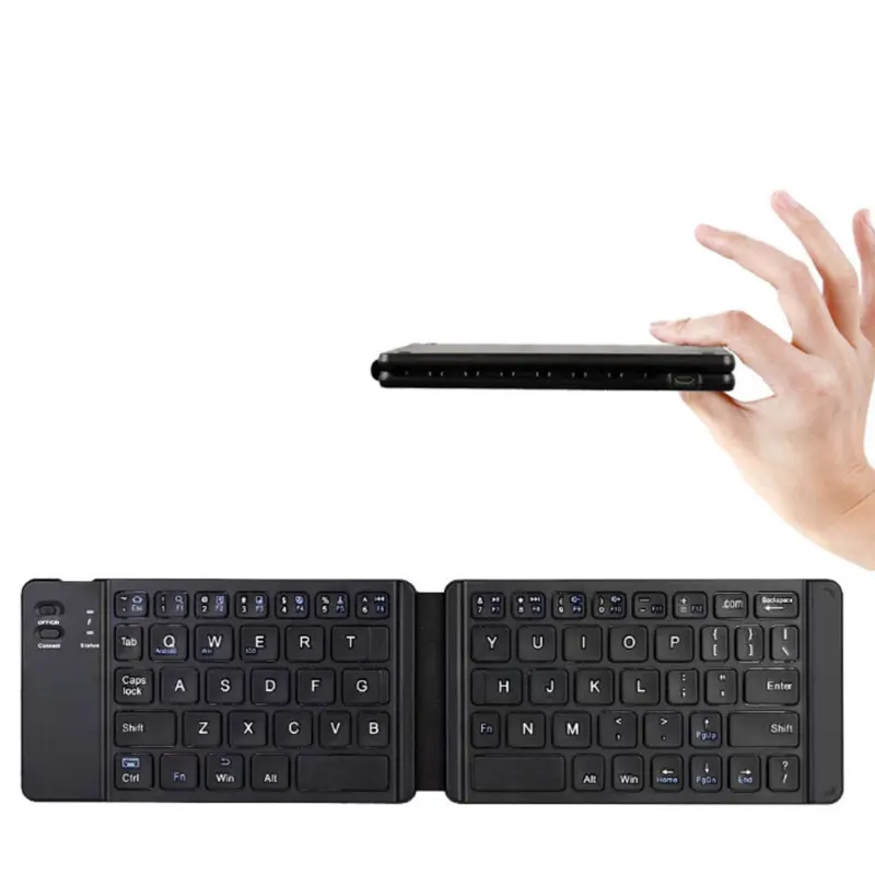 ultra thin multimedia Three-system rechargeable two-fold portable foldable wireless folding keyboard for ipad