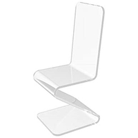 Chaise blanche en plexiglas, magnifique présentoir en bois massif, fauteuil en plexiglas, Transparent
