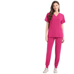 Women Scrub Suit Set Moisture Wicking Split Design Hospital Uniforms - Product Image 1