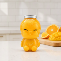 Bouteille en plastique PET de qualité alimentaire en forme de poussin, pot à boisson mignon style animal pour jus et bubble tea