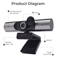 Kamera Web PC Zoom Optik 1080P Full HD USB PC Webcam 4K dengan Mikrofon dan Speaker serta Tripod