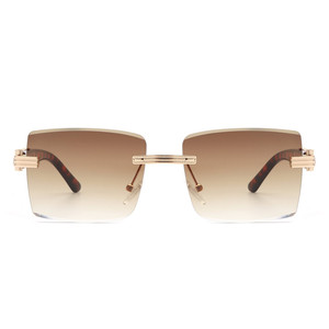 Tycho - Occhiali da sole quadrati senza montatura, stile retrò, con lenti colorate e parte superiore piatta - Product Image 5