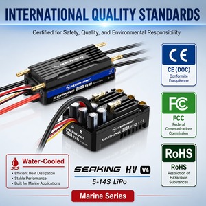 Hobbywing SEAKING 200A-300A HV V4 ESC Brushless Raffreddato ad Acqua 5-14S LiPo 8A BEC IP67 Impermeabile per Modelli <span class=keywords><strong>RC</strong></span> di Barche - Product Image 5